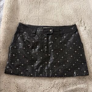 Moschino Quilted Leather Studded Mini Skirt size 10